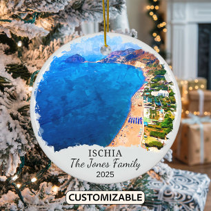Personalized Ischia Ornament, Italy Gift Ceramic Ornament