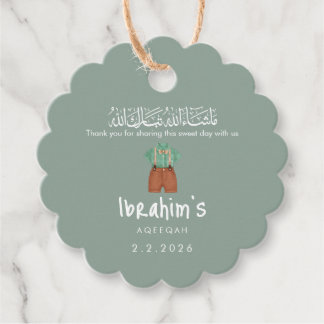 Personalized Islamic Aqiqah Baby Boy Round Gift Favour Tags