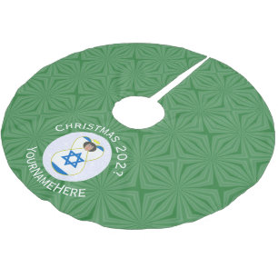 Personalized Israeli Angel Christmas Flag Brushed Polyester Tree Skirt