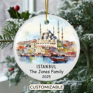 Personalized Istanbul Ornament, Turkey Ceramic Ornament