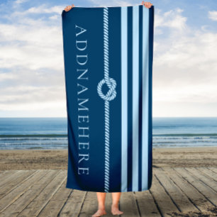 Personalized It! Navy Rope Knot Custom Bath Towel