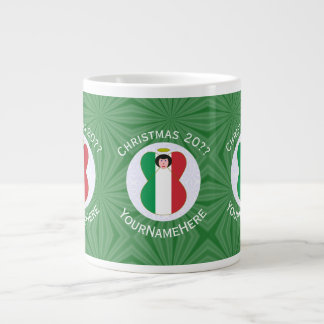 Personalized Italian Angel Christmas Flag Large Coffee Mug