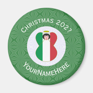 Personalized Italian Angel Christmas Flag  Magnet