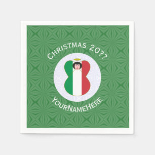 Personalized Italian Angel Christmas Flag Napkin