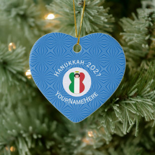 Personalized Italian Angel Flag Hanukkah Flag  Ceramic Ornament
