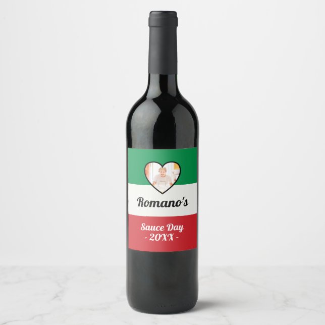 Personalized Italian Family Sauce Day Bottle Label (Front)
