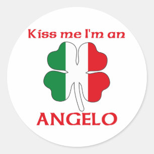 Personalized Italian Kiss Me I'm Angelo Classic Round Sticker