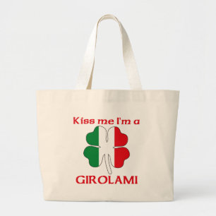 Personalized Italian Kiss Me I'm Girolami Large Tote Bag