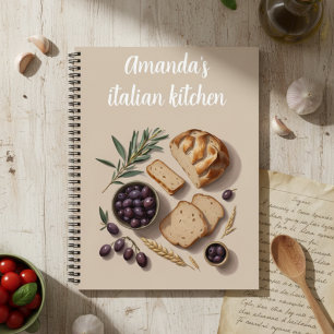 Personalized Italian Kitchen Rustic Bread & Recipe Notebook