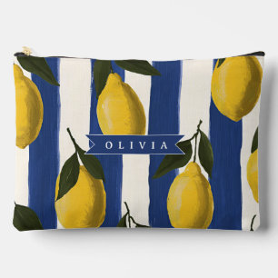 Personalized Italian Lemon Stripe Coastal Accessory Pouch