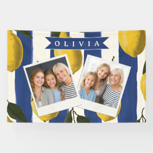Personalized Italian Lemon Stripe Coastal  Banner