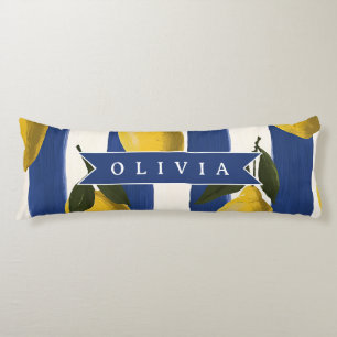Personalized Italian Lemon Stripe Coastal  Body Pillow