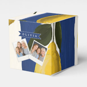 Personalized Italian Lemon Stripe Coastal  Favor Box