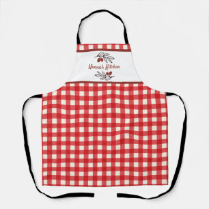 Personalized Italian Red Gingham Cooking Apron