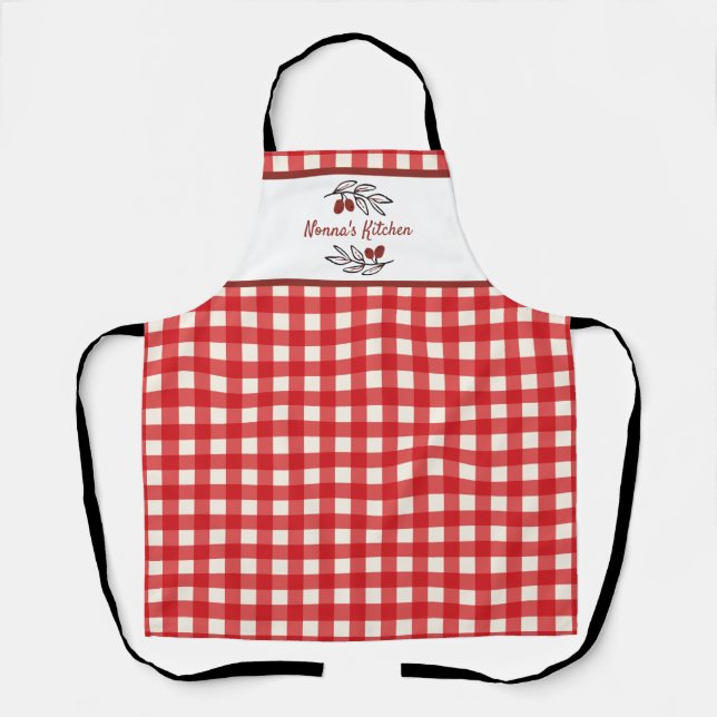 Personalized Italian Red Gingham Cooking  Apron (Front)