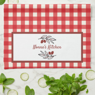 Personalized Italian Red Gingham Cooking Kitchen Towel