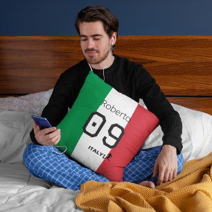 Personalized Italy National Flag Colours Soccer Fa Throw Pillow