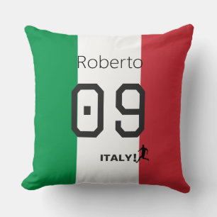 Personalized Italy National Flag Colours Soccer Fa Throw Pillow