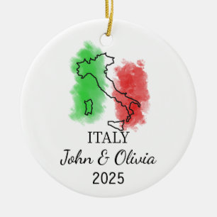 Personalized Italy Ornament, Italy Flag Gift Ceramic Ornament