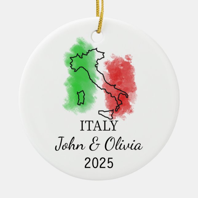 Personalized Italy Ornament, Italy Flag Gift Ceramic Ornament (Front)