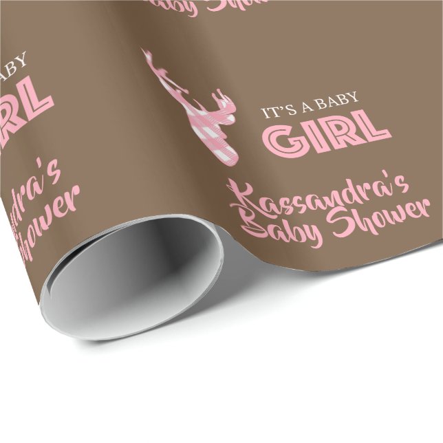 Personalized It's A Girl Deer Wrapping Paper (Roll Corner)