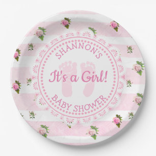 Personalized It's a Girl Pink Baby Shower Plates