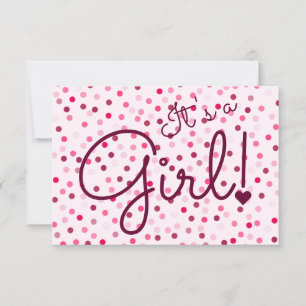 Personalized It's A Girl! Pink Polka Dots Card