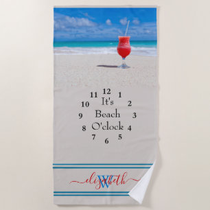 Personalized It's Beach O'clock Beach Towel