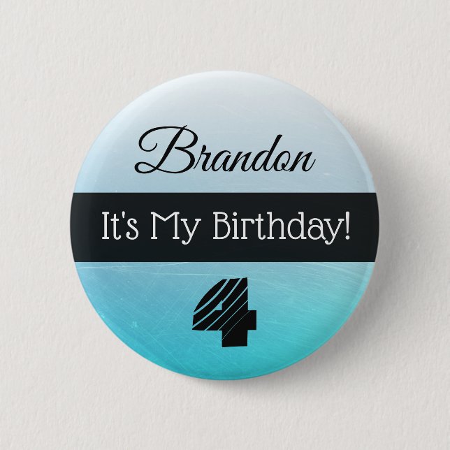 Personalized Its My Birthday Blue Boy's Button (Front)