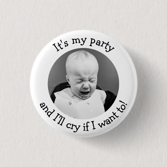 Personalized It's my party Photo 1 Inch Round Button (Front)
