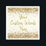 Personalized Ivory Gold Birthday Party Anniversary Napkin<br><div class="desc">sweet 16 quinceanera 40th 50th, personalized 30th 21st 16th 15th, 25th fifteen sixteen twenty-fifth first, custom your text paper napkins, twinkle glitter napkin for anniversary, bridal shower serviette hen weekend, wedding reception graduation uni sparkly, sparkle serviettes for birthday party, daughter girl baby rehearsal dinner, anniversary party ivory and gold celebration...</div>