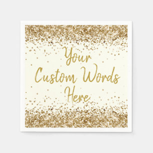 Personalized Ivory Gold Birthday Party Anniversary Napkin