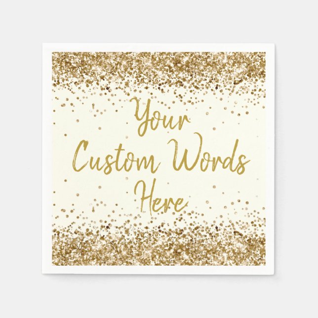 Personalized Ivory Gold Birthday Party Anniversary Napkin (Front)