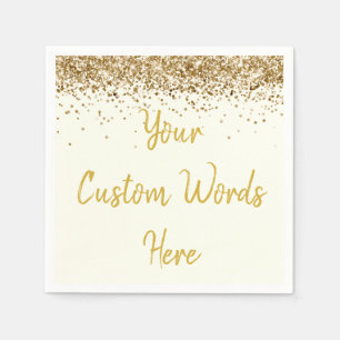 Personalized Ivory Gold Birthday Party Anniversary Napkin