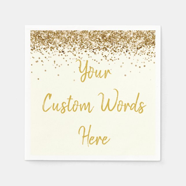 Personalized Ivory Gold Birthday Party Anniversary Napkin (Front)