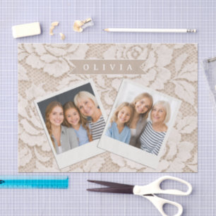 Personalized Ivory Lace Bridal Elegant Vintage Tissue Paper