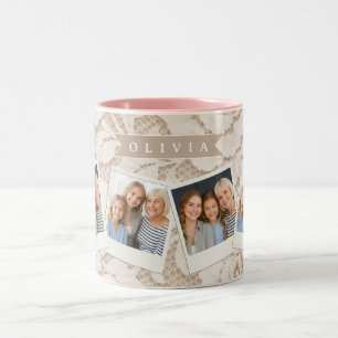 Personalized Ivory Lace Bridal Elegant Vintage Two-Tone Coffee Mug