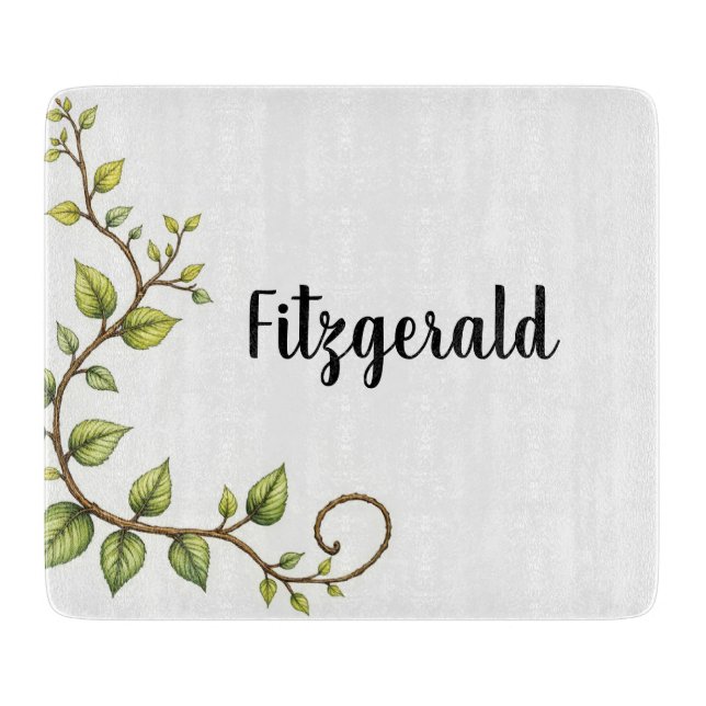 Personalized Ivy Glass Cutting Board (Front)