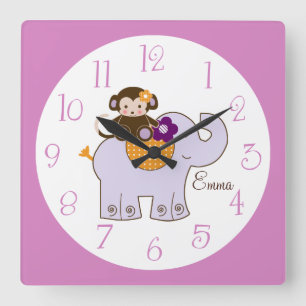 Personalized Jacana Monkey on Elephant Any colour! Square Wall Clock