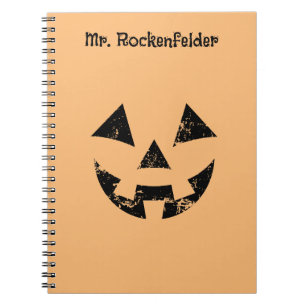 Personalized Jack-o-lantern pumpkin face Halloween Notebook