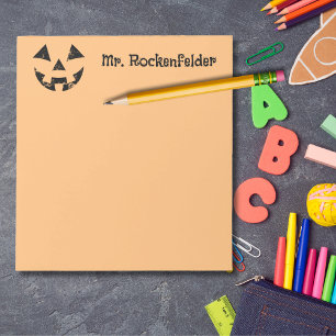 Personalized Jack-o-lantern pumpkin face Halloween Notepad