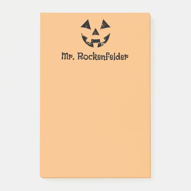 Personalized Jack-o-lantern pumpkin face Halloween Post-it Notes (Front)
