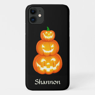Personalized Jack-o-lantern trio Halloween iPhone 11 Case