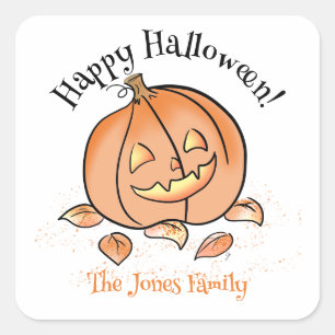 Personalized Jack O'Lantern Name Sticker          