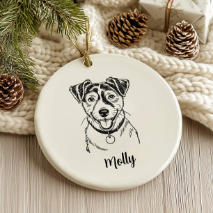 Personalized Jack Russel Terrier Dog Christmas Ceramic Ornament