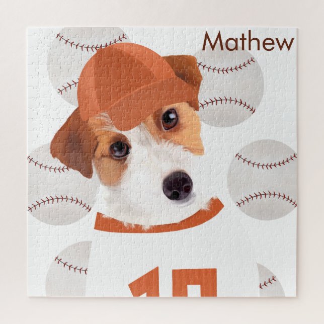 Personalized Jack Russell Dog Baseball Jersey  Jigsaw Puzzle (Vertical)