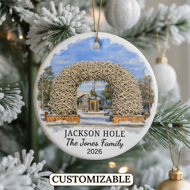 Personalized Jackson Hole Mountain Resort, Wyoming Ceramic Ornament (Creator Uploaded)