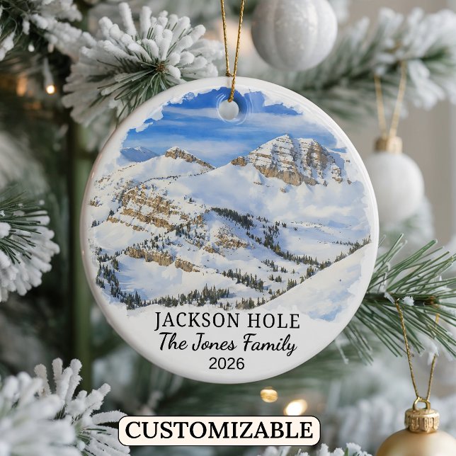 Personalized Jackson Hole Mountain Resort, Wyoming Ceramic Ornament (Creator Uploaded)