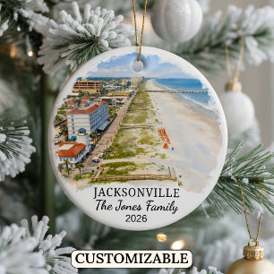 Personalized Jacksonville Ornament, Custom Florida Ceramic Ornament
