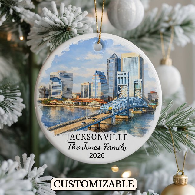 Personalized Jacksonville Ornament, Custom Florida Ceramic Ornament (Creator Uploaded)
